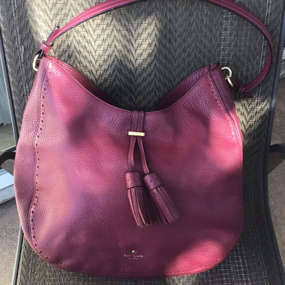 ❌SOLD❌ Kate Spade James St. Nori Dark Magenta Leather Hobo Bag - Picture 2 of 11